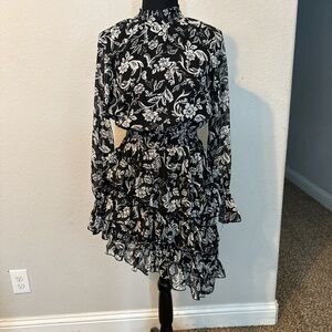 Elegant Black and White Floral Dress